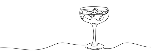 Continuous vector line cocktail on transparent background. editable stroke.