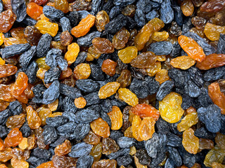 Raisins blue yellow mix variation.