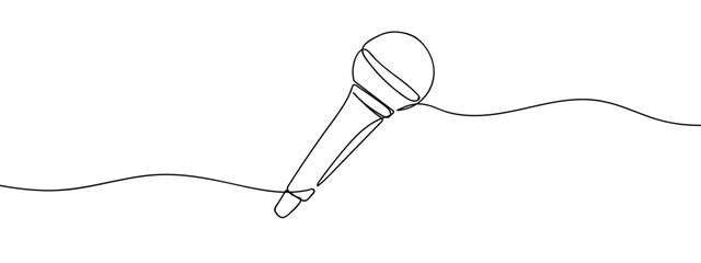 Continuous vector line Microphone singing on transparent background. editable stroke.