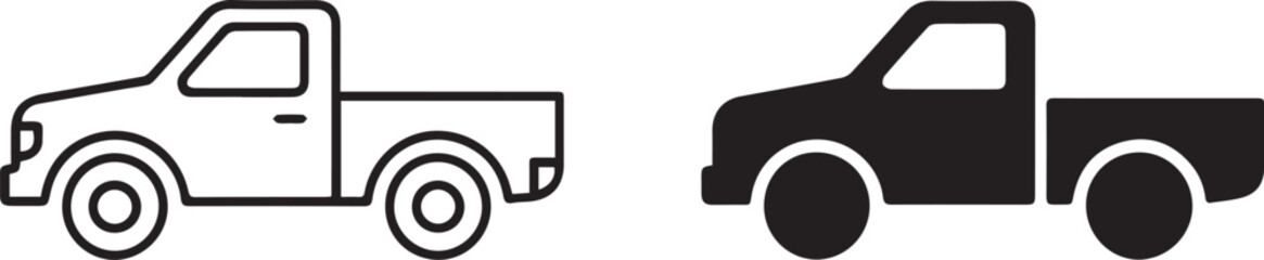 high quality pickup truck vector art with outline and solid silhouettes for transport branding ai eps jpeg png © AIcon Star