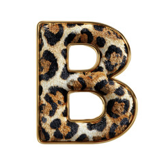 The letter B is made of fur and has a leopard print design