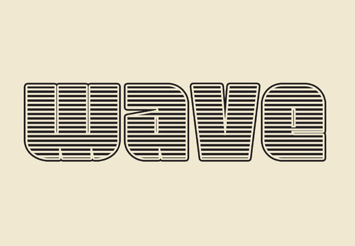 Black Bold Linear Wave Font Striped Surface Text Effect