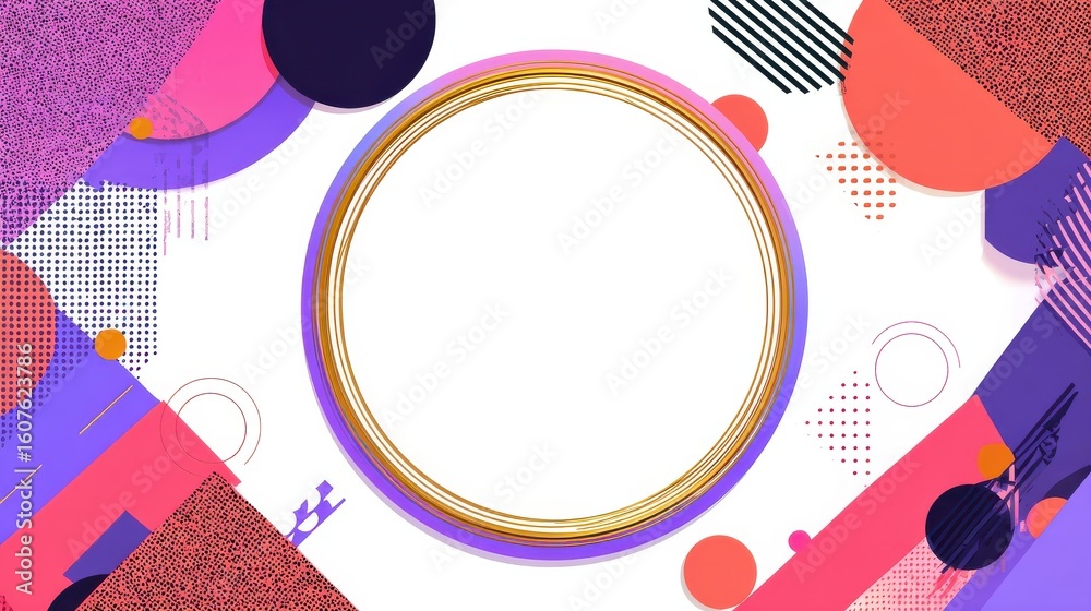 Poster abstract background design. round frame with copy space on background with abstract geometric shapes