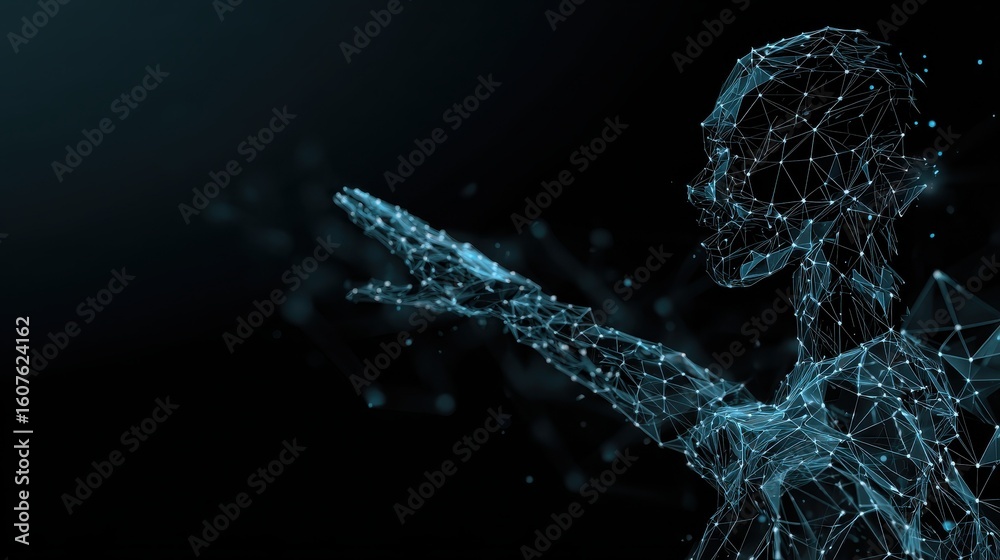 Poster ai chatbot concept background with agent of artificial intelligence model. abstract code in dark sty