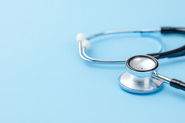 Medical Stethoscope: Healthcare Tool. Stethoscope isolated on blue background, symbolizing clinical examination, diagnosis, and wellness for medical professionals.