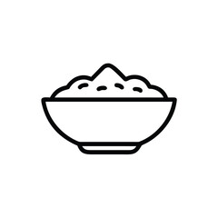 Minimalist outline icon a bowl filled with rice food grain