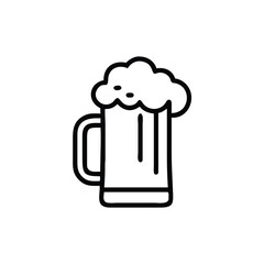 Minimalist outline icon a beer mug with foam drink beverage