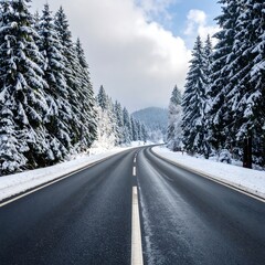 Obraz premium Snowy mountain road (1)