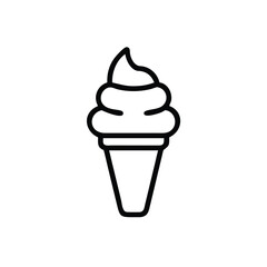 Minimalist outline soft serve ice cream cone icon vector