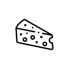 Outline a cheese wedge with holes on a food dairy