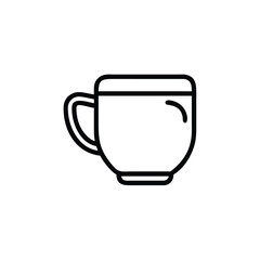 Outline coffee cup with handle on graphic drink beverage