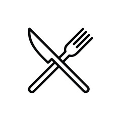 Outline fork knife crossed on icon cutlery utensil
