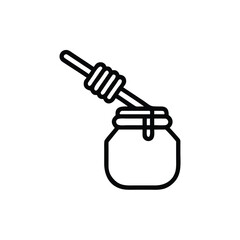 Outline honey jar with dipper icon on food