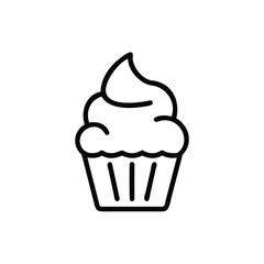 Outline icon a cupcake with swirled frosting on a dessert sweet