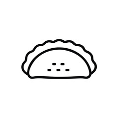 Outline icon a taco with filling wavy edges food mexican