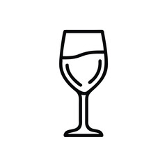 Outline wine glass with liquid inside on drink beverage