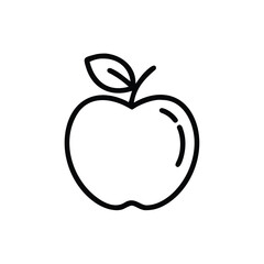 Simple line art icon an apple with a leaf fruit food
