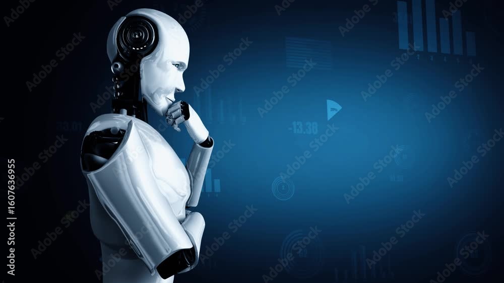 Poster future financial technology controll by ai robot huminoid uses machine learning and artificial intel