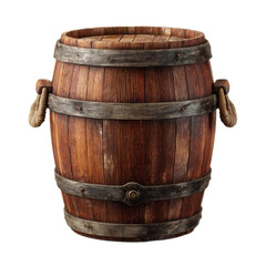 Large wooden barrel with a rope tied to it