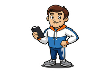 Friendly bearded man with glasses and headphones holding open laptop ready for work or communication