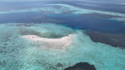 Drone shot of Taka Makasar sand bank in East Nusa Tenggara Komodo Indonesia