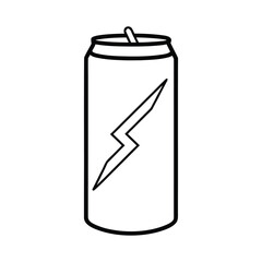 Outline energy drink can with lightning bolt icon vector