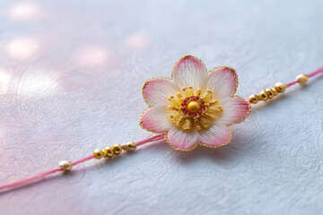 Elegant floral rakhi with golden beads for brother's special day