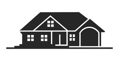 Fototapeta premium House silhouette, home icon, simple real estate logo, black house vector, residential design, vector illustration.
