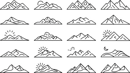 Fototapeta premium Serene mountain landscape silhouette with rolling hills and sky