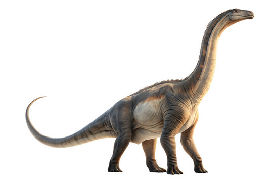 Majestic brachiosaurus dinosaur with long neck and tail on black background