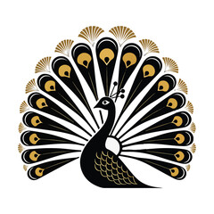 Peacock black black and gold logo design silhouette vector on white background.01