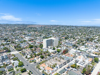 Aerial view of Pacific Beach town in San Diego during summer, South California. USA.