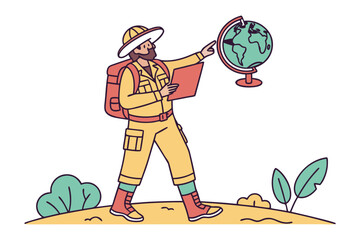 Educator with pointer demonstrates international flags to students in a classroom setting