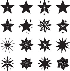 Diverse Collection of Star Illustrations Ranging from Classic Five Point Designs to Intricate Geometric and Decorative Starburst Patterns