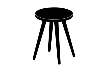 Minimalist Three-Legged Stool Silhouette Icon