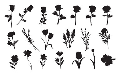 Decorative Flower Outline Icon Set