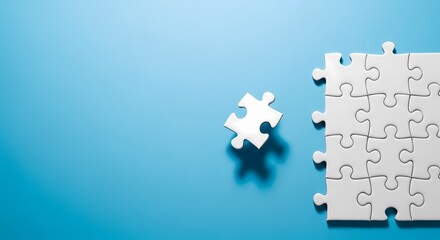 Puzzle pieces on blue background teamwork concept