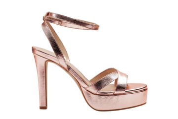 Rose gold platform sandal with ankle strap