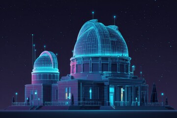 Glowing Futuristic Observatory with AI Sky Mapping