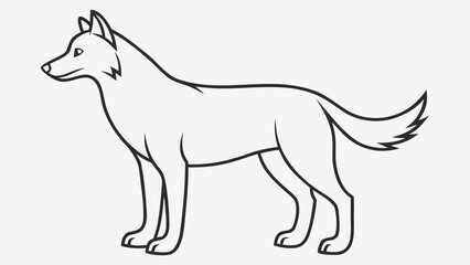 Fototapeta premium Line‑art side silhouette of a Siberian Husky howling, negative space, educational wildlife guide.