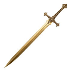 Exquisite ornate golden sword with detailed hilt and sharp blade symbolizing power, victory 