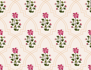 Vector Hand drawn colourful geometric flowers, seamless patterns with floral for fabric, textiles, clothing, wrapping paper, backdrop, banner, illustration, abstract backgrounds.
