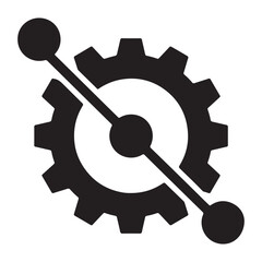 Black and White Illustration of a Gear with a Line and Circles Design for Technology or Engineering Concepts