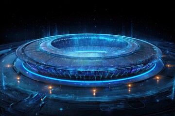 AI Stadium with Neon Seats and Holographic Projections