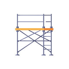 Vector illustration of scaffold with platform structure flat style on white background