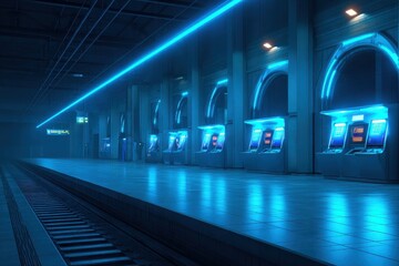 Futuristic AI Train Station with Floating Tracks