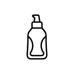 Outline a pump bottle with a curved nozzle on container dispenser