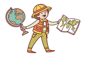 A teacher enthusiastically presents a collection of various national flags to an audience