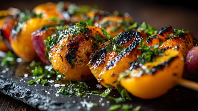 Grilled Peaches With Herbs And Salt grilled fruit skewers