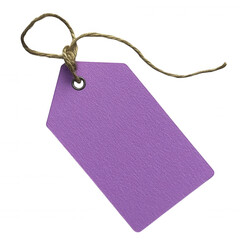Purple tag with twine isolated on a transparent background string knotted